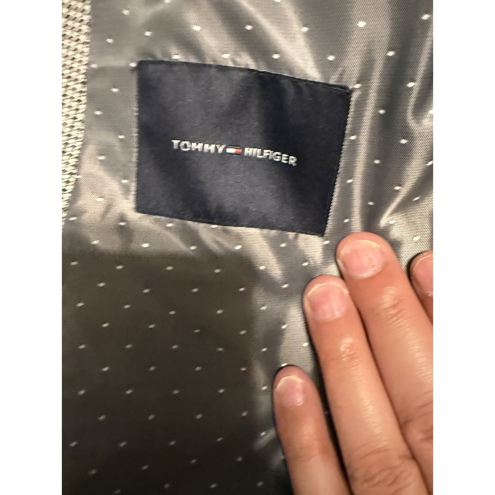 Tommy Hilfiger 46L Blazer Black White Houndstooth Sports Coat 2 Button Classic - Picture 4 of 11
